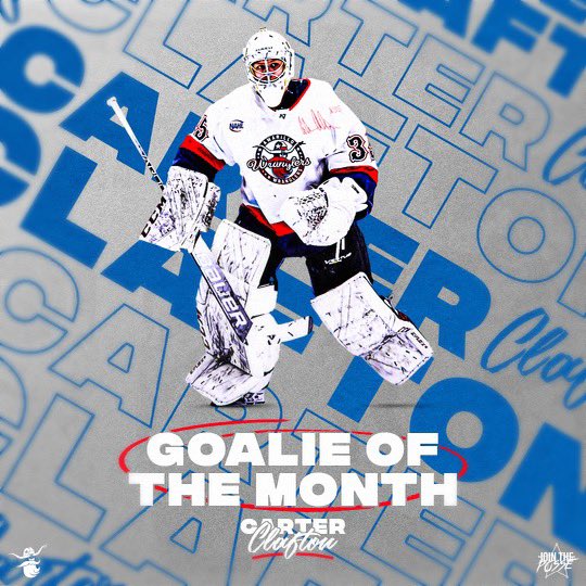 Carter Clafton named NAHL ‘Goalie of the Month’ Simanovics also honored
